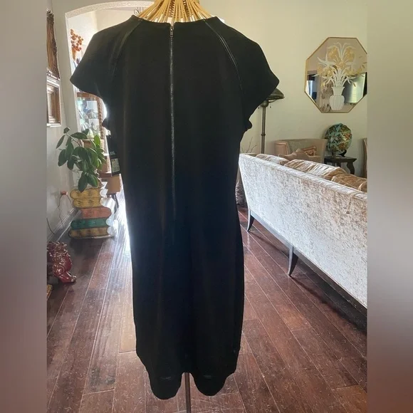 NWT MOSSIMO knee length work/ business dress in black A line s:XXL faux leather - Picture 3 of 7